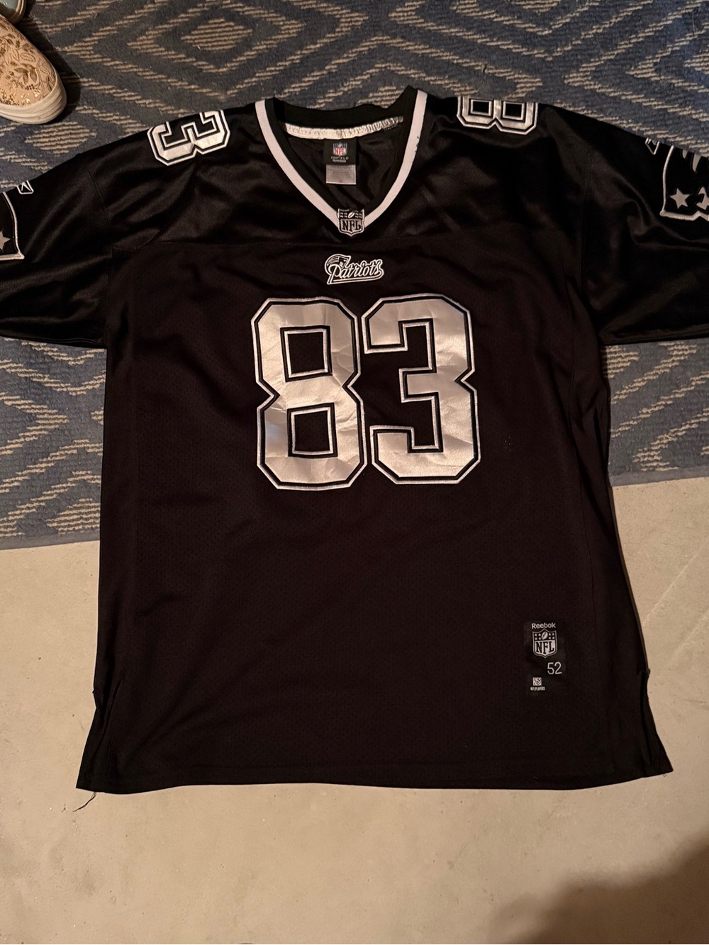 Reebok Black Patriots #83 Football Jersey